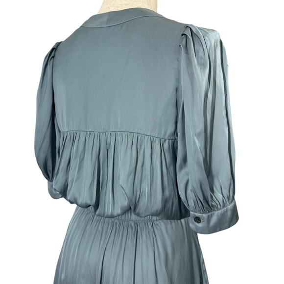 Zadig & Voltaire Size XS Ralia Satin Midi Dress Blue Elegant Special Occasion - Picture 8 of 11